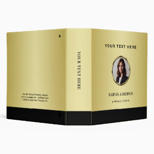 Black & gold design, Logo or Photo in gold circle, Binder
