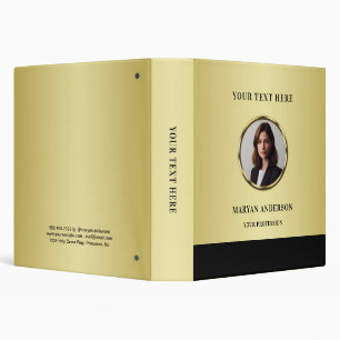 Black & gold design, Logo or Photo in gold circle, Binder