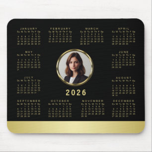 Black & gold design, Logo or Photo in gold circle, Mouse Pad