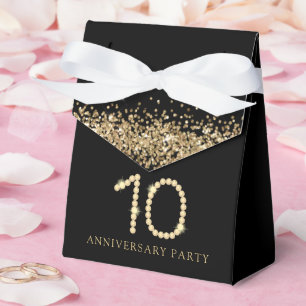 Black & Gold Diamond 10th Anniversary gift Favor Box