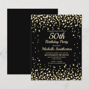 Black Gold Diamond Glitter Women's 50th Birthday Card