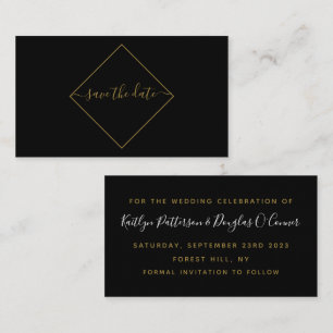 Black & Gold Diamond Save The Date Card