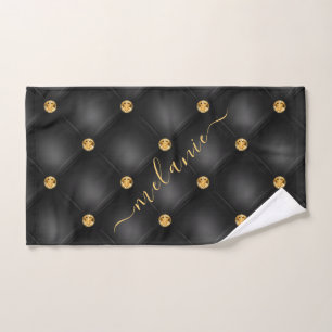 Black Gold Diamonds Tufted Bath Towels Custom Name