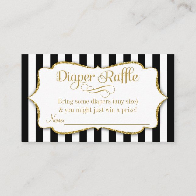 Black Gold Diaper Raffle Cards Boy Baby Shower (Front)