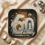 Black Gold Disco Ball Music Notes 60th Birthday Paper Plate<br><div class="desc">Celebrate a milestone sixtieth birthday in style with this elegant retro music themed paper plate. Featuring a dazzling 3D silver disco ball number 60, floating gold music notes, and stylish typography set against a glowing black background. Perfect for a 1970s retro dance party, a musician's milestone celebration, or a glamorous...</div>