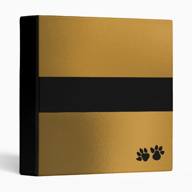 Black & Gold Dog Paw Binder-Design 1 Binder (Front/Spine)