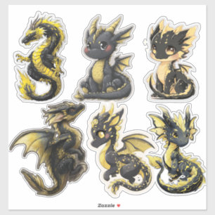 Black & Gold Dragons Custom-Cut Vinyl Sticker