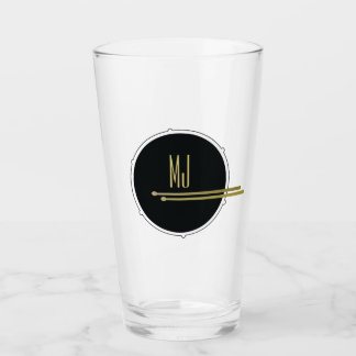 Black Gold Drummer Monogram Glass
