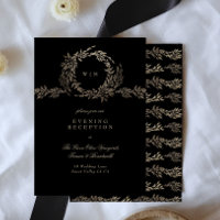 Black Gold Ebony Botanical Monogram Wedding