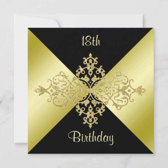 Black & Gold Elegance 18th Birthday Invitation (Front)