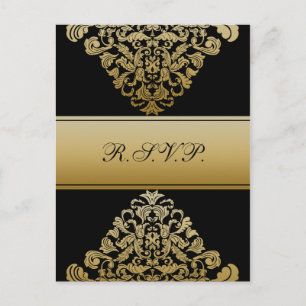 black gold elegance RSVP cards