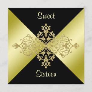 Black & Gold Elegance Sweet 16 Birthday Invitation
