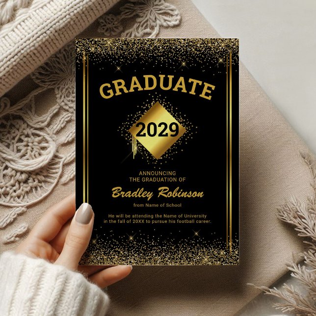 Black Gold Elegant 2026 Graduation Announcement (Creator Uploaded)