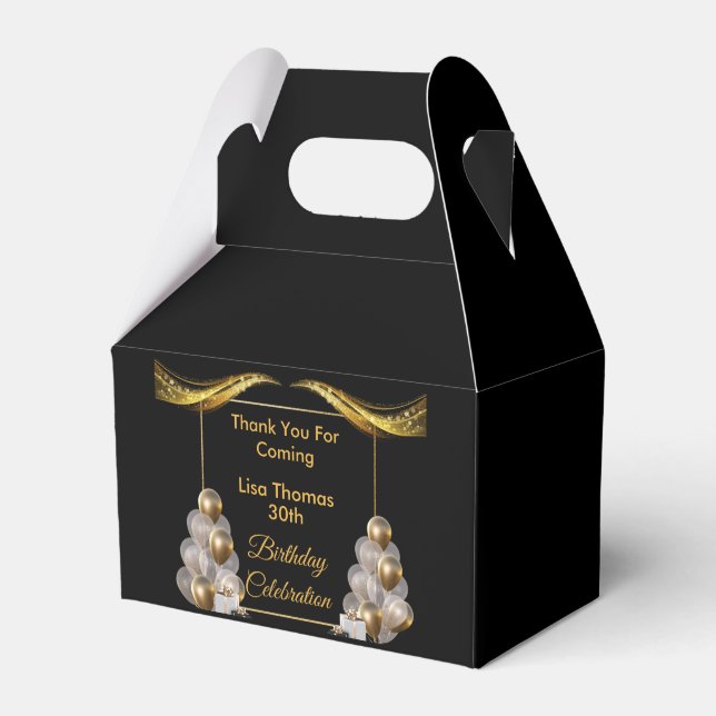 Black Gold Elegant 30th Birthday Party    Favor Box (Front Side)