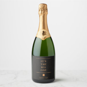 Black gold elegant birthday personalized sparkling wine label