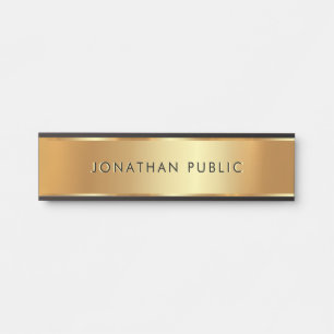 Black & Gold Elegant Business School Home Office Door Sign