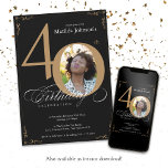 Black Gold Elegant Calligraphy Photo 40th Birthday Invitation<br><div class="desc">Black Gold Elegant Calligraphy Photo 40th Birthday Invitation. And elegantly designed special birthday celebration invitation,  featuring a custom photo of birthday person and script calligraphy with vintage flourish elements. Simple enough to fit a variety of themes and colours!
Need help? Simply contact me!</div>