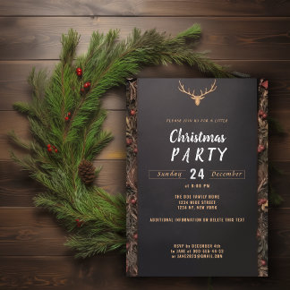 Black gold elegant Christmas Party Invitation