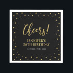 Black & Gold Elegant Classic Adult Birthday Party Napkin<br><div class="desc">This chic personalized napkin will add stylish detail to your special day. Matching birthday party invitations and stationeries are available in my shop. BaraBomDesign.</div>