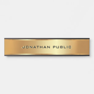 Black & Gold Elegant Custom Text Name Template Door Sign