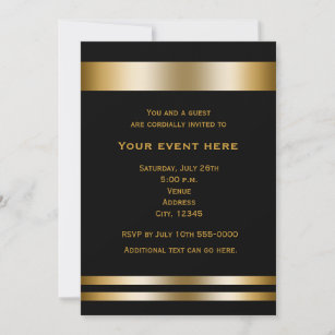 Black & Gold Elegant Dinner Party Event Invitation