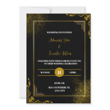 Black Gold Elegant Faire-part de mariage moderne