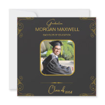 Black Gold Elegant Graduation Invitation