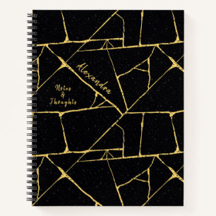Black Gold Elegant Kintsugi Pottery Japanese Art Notebook