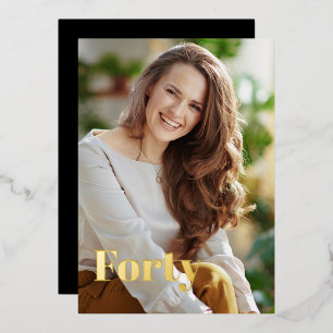 Black Gold Elegant Modern Minimalist 40th Birthday