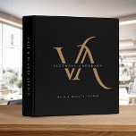 Black Gold Elegant Modern Monogram Custom Business Binder<br><div class="desc">Black Gold Elegant Modern Monogram Custom Business 3 ring binder. A luxurious design featuring a gold double monogram/initials overlayed with your name. Use it for school,  home or office and to keep your photos or memorable keepsakes. Comes in elegant colours and makes a wonderful customized gift.</div>