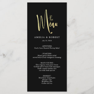 Black Gold Elegant Modern Simple Wedding Menu