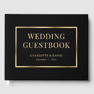 Black Gold Elegant Modern Wedding Guest Book