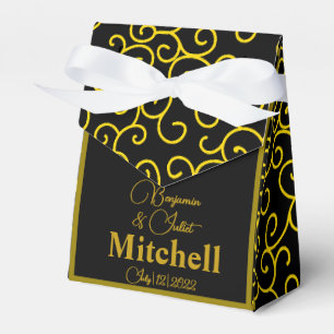Black Gold Elegant Modern Wedding Reception Favor Box