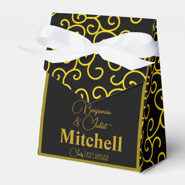 Black Gold Elegant Modern Wedding Reception Favor Box (Front Side)