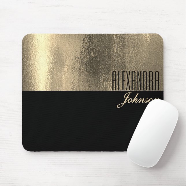 Black Gold Elegant Name Mouse Pad (With Mouse)