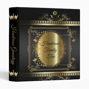 Black Gold Elegant Ornate Family Tree Binder