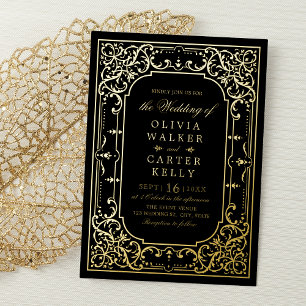 Black Gold elegant ornate romantic vintage wedding