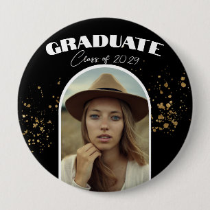 Black Gold Elegant Pin Education Graduation Party 