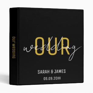 Black & Gold Elegant Script Wedding Custom   Binder