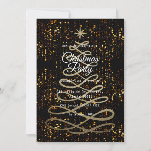 Black Gold Elegant Simple Modern Christmas Party   Invitation