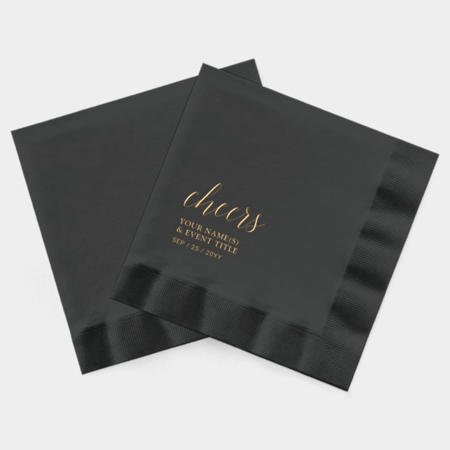 Black Gold Elegant Stylish Letting Cheers Event (Verso)