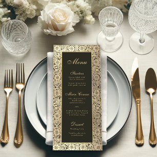 Black Gold Elegant Vintage Floral Classy Script  Menu