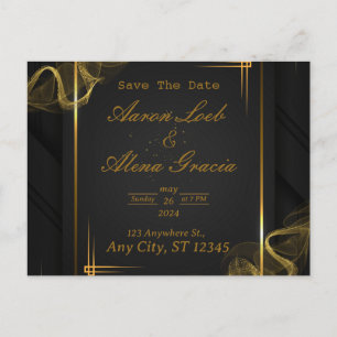 Black & Gold Elegant Wedding Invitation
