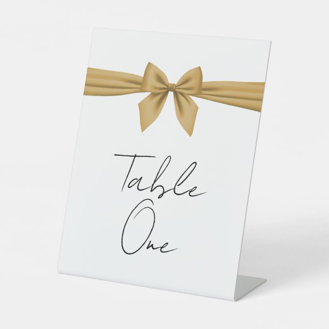 Black & gold elegant wedding table numbers pedestal sign (Front)