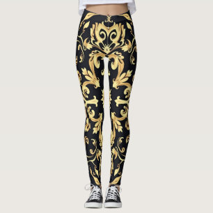 Black&gold emblem leggings