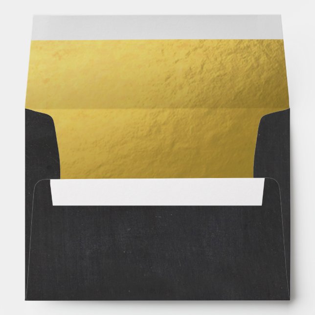 Black Gold Envelope Elegant Modern Birthday (Back (Bottom))