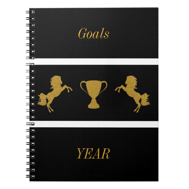 Black & Gold Equestrian Glitter Notebook (Front)