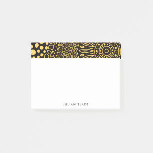 Black Gold Ethnic Floral Personalize Post-it Notes