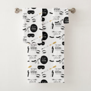 Black Gold Eyelashes Glam Bath Towel Set