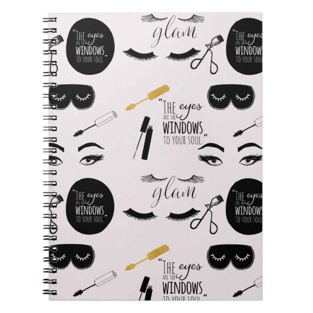 Black Gold Eyelashes Glam Birthday Notebook (Front)